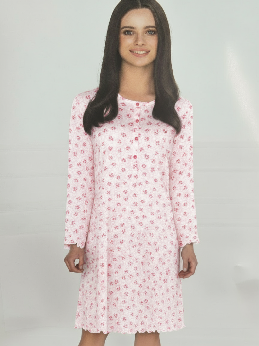 Camicia da notte Linclalor donna cotone manica lunga LP 174848