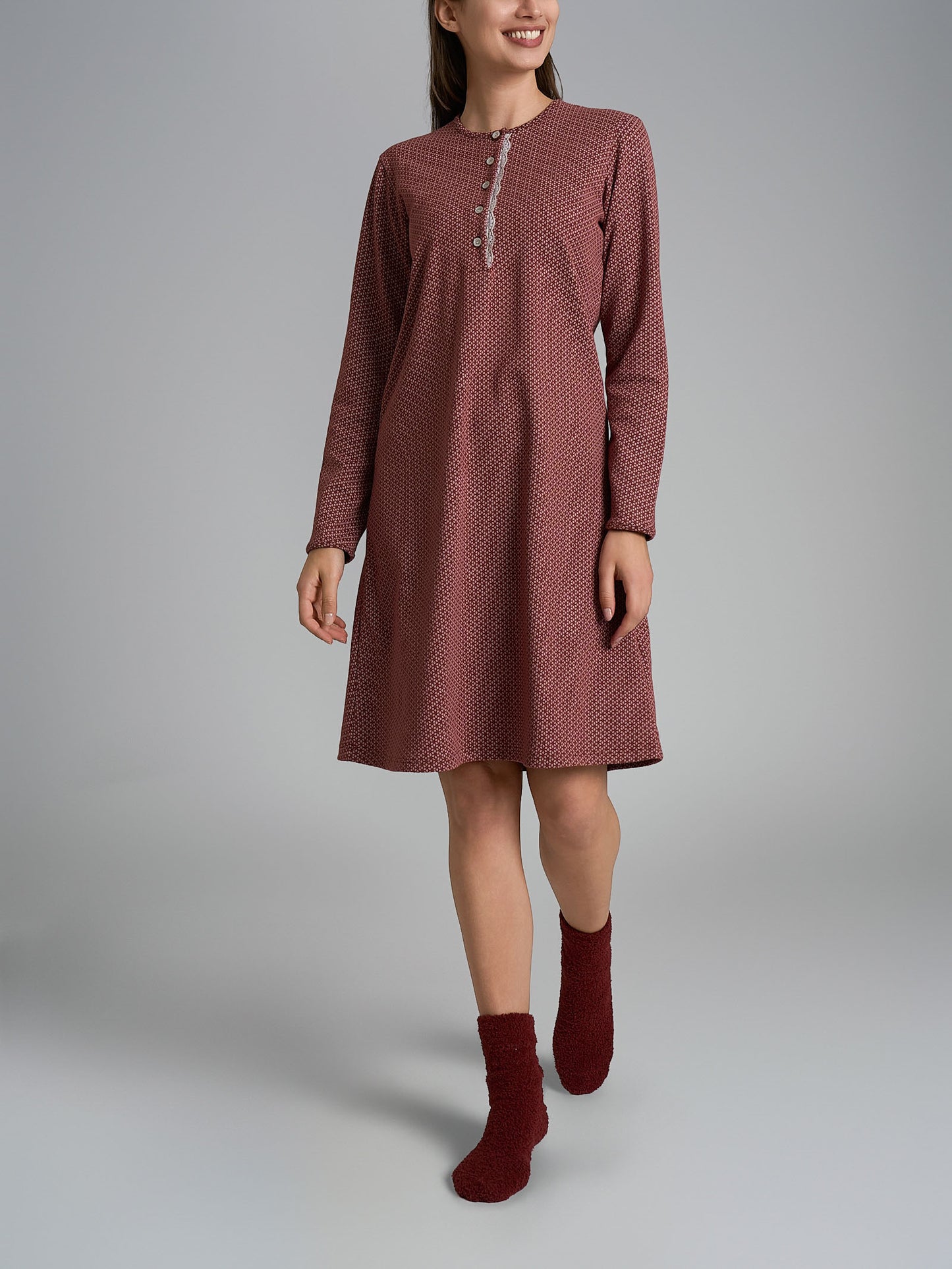 Camicia da notte donna Ragno caldo cotone DR67NK serafino