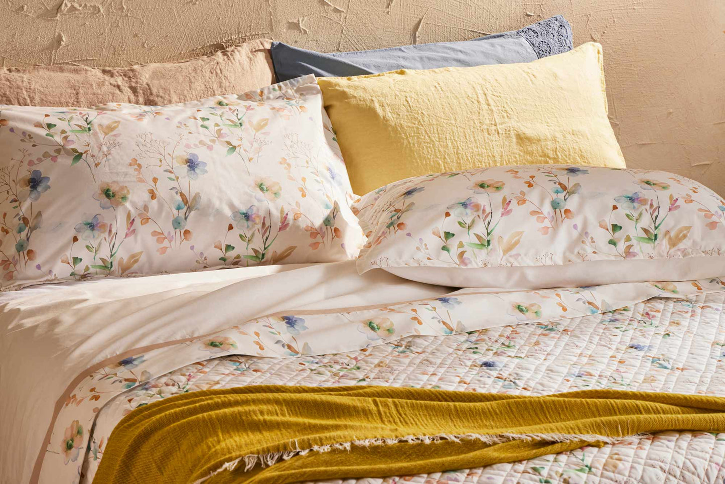 Lenzuola Biancoperla matrimoniale Eko Flores floreale