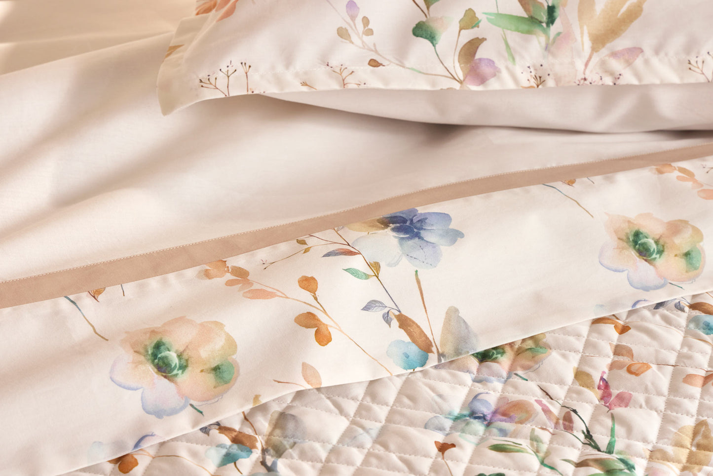 Lenzuola Biancoperla matrimoniale Eko Flores floreale