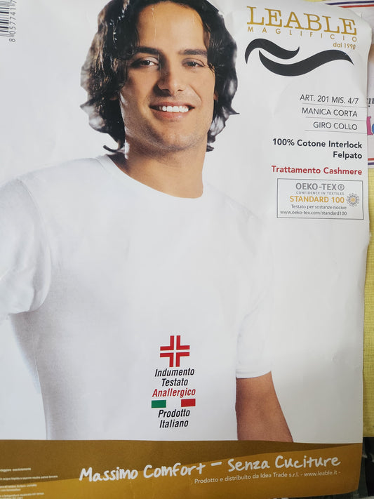 Maglia intima Leable uomo manica corta girocollo caldo cotone