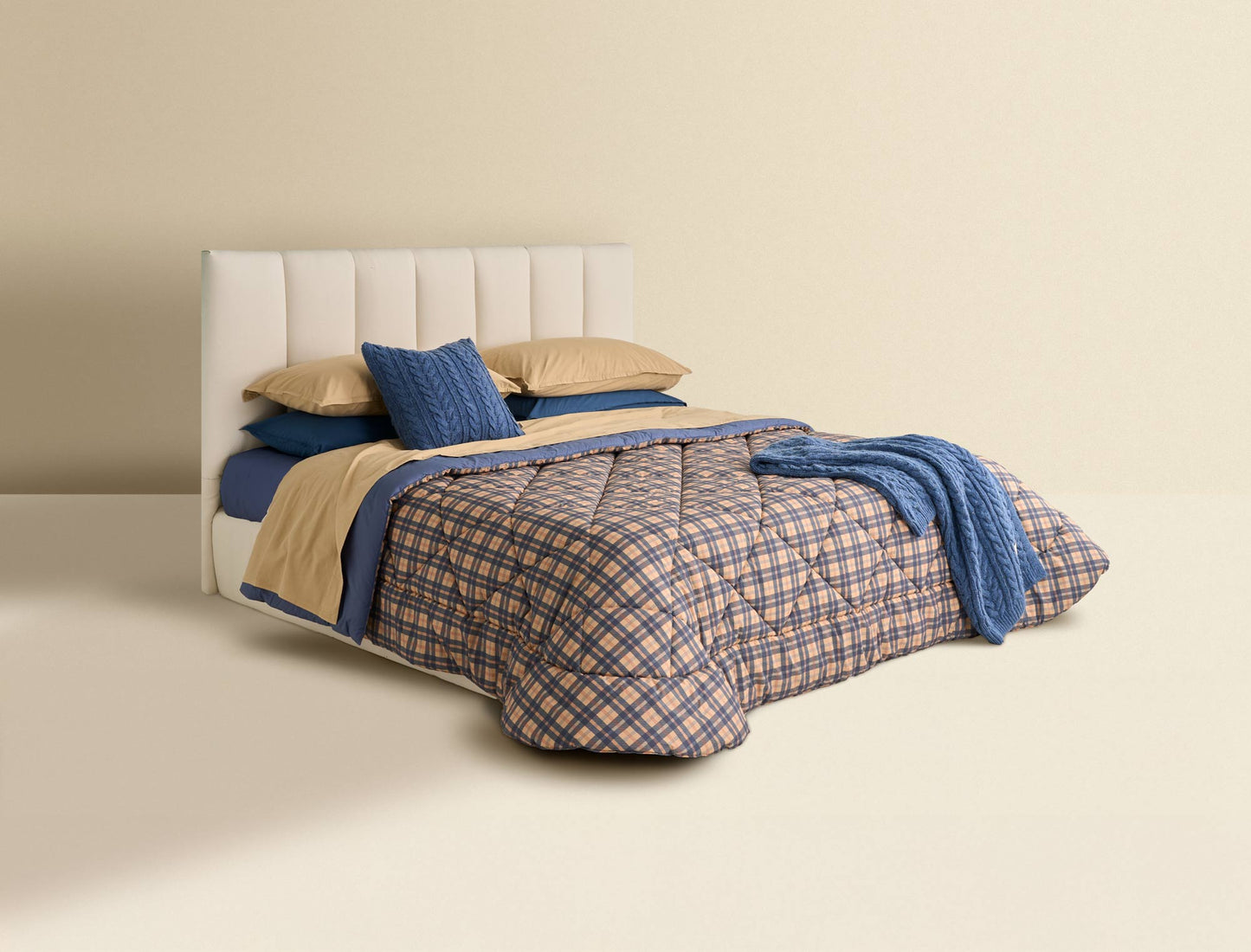 Trapunta Biancoperla mod. Lennon matrimoniale 300gr. Double face 1 lato tinta unita 1 lato rombi 30x30