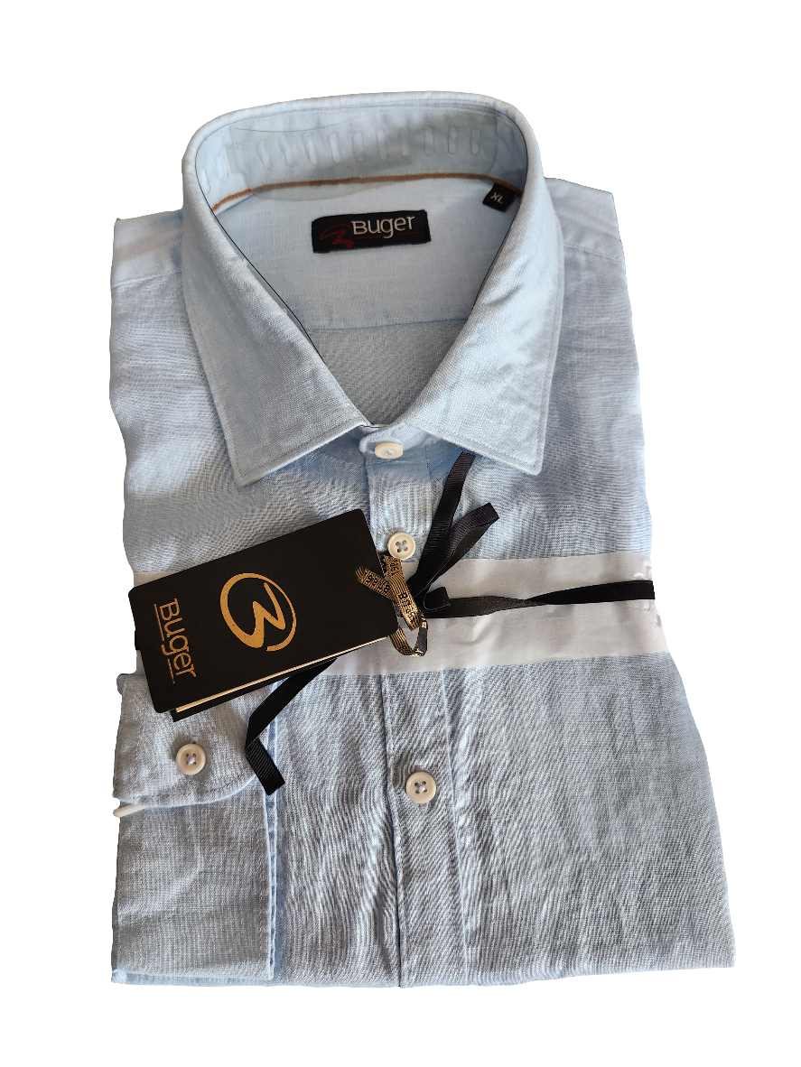 Camicia uomo Buger manica lunga Puro lino collo classico