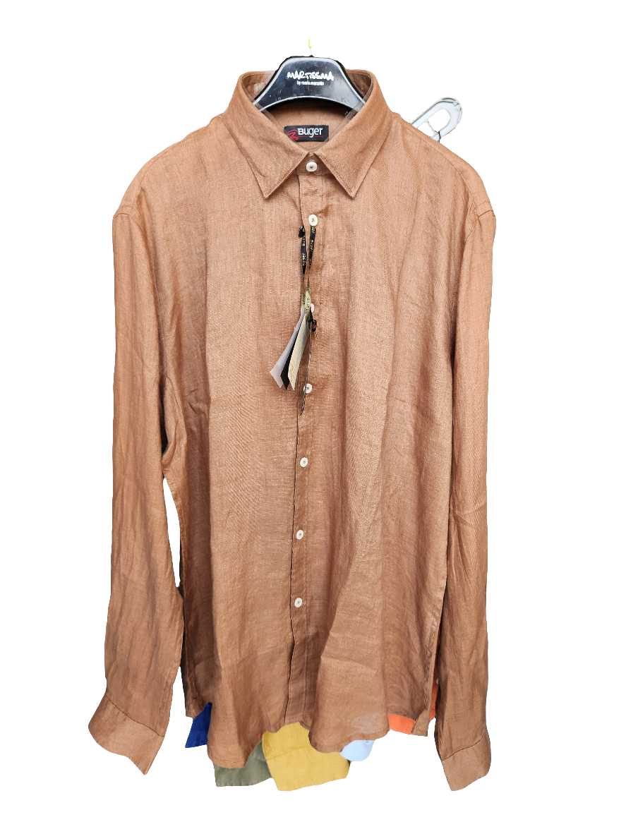 Camicia uomo Buger manica lunga Puro lino collo classico
