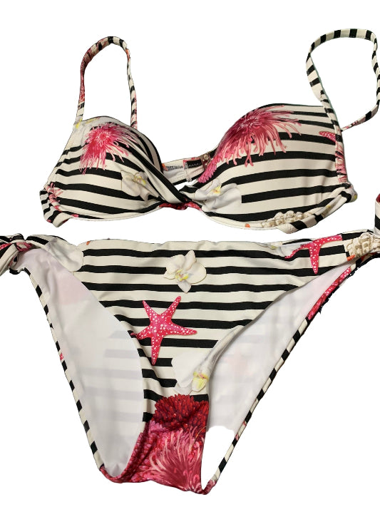 Costume Imec donna 2 pezzi a righe con fiori