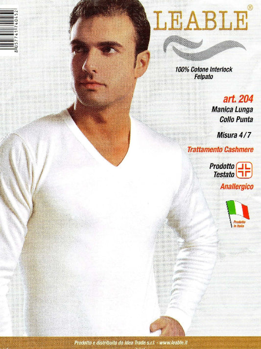 Maglia intima uomo Leable caldo cotone manica lunga scollo a V art. 348