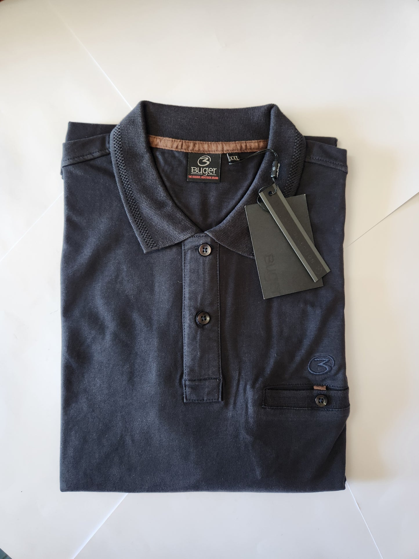 Polo uomo Buger manica lunga in caldo cotone con taschino