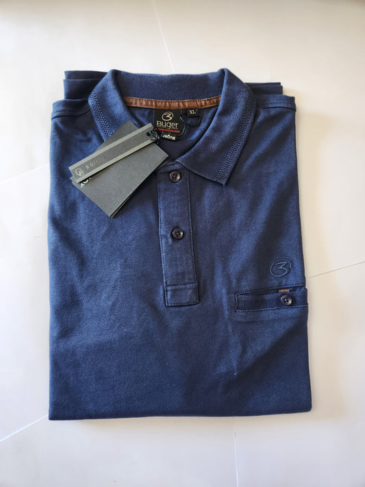 Polo uomo Buger manica lunga in caldo cotone con taschino