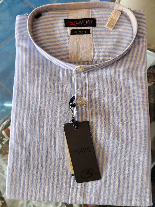 Camicia uomo Buger lino coreana manica lunga