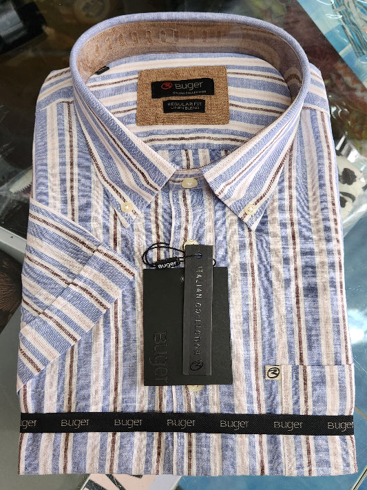 Camicia uomo Buger manica corta lino