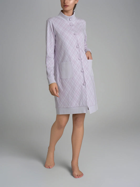 Vestaglia donna Ragno caldo cotone DR60NR bottoni lilla