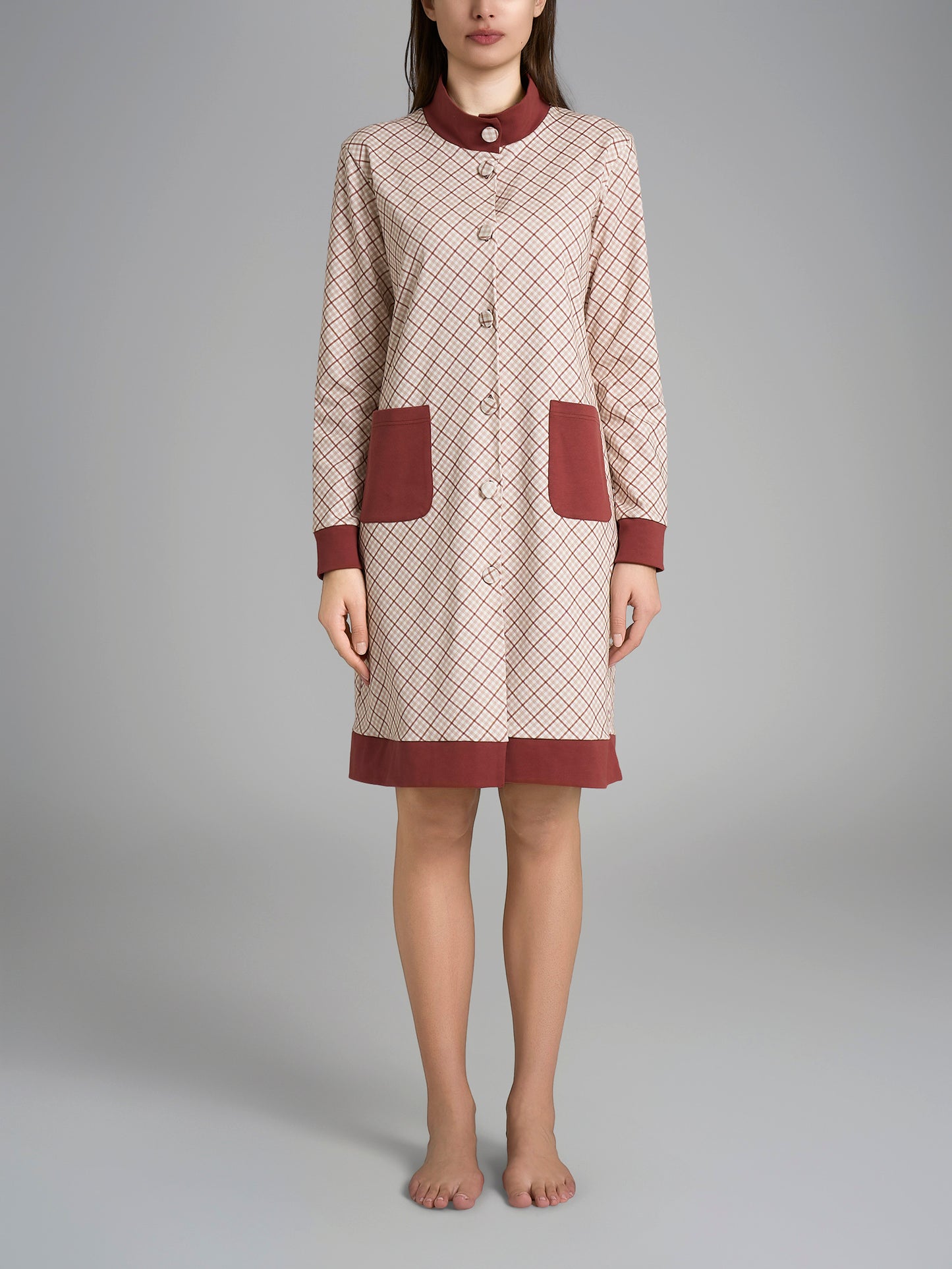 Vestaglia donna Ragno caldo cotone DR60NR bottoni