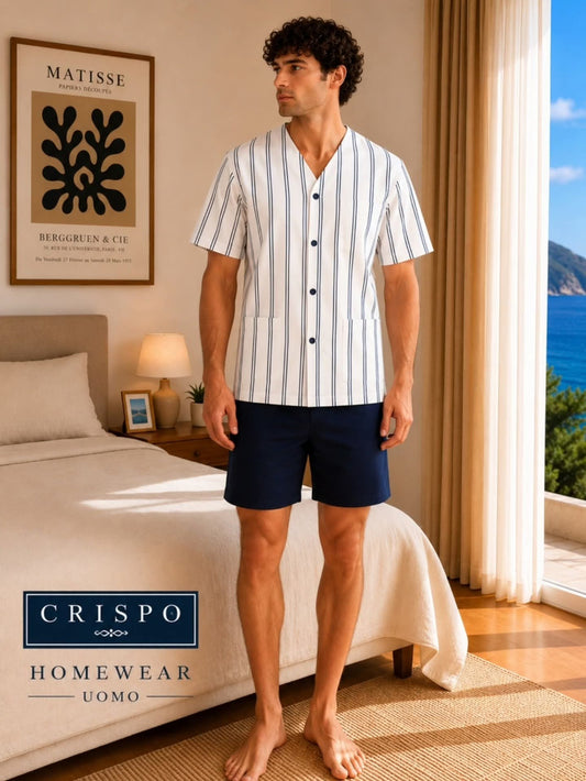 Pigiama uomo Prisco cotone corto mod. Eros aperto avanti