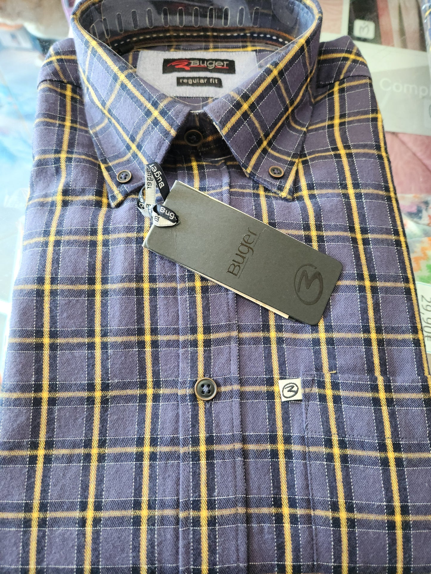 Camicia Buger uomo manica lunga fantasia quadri  art. 209