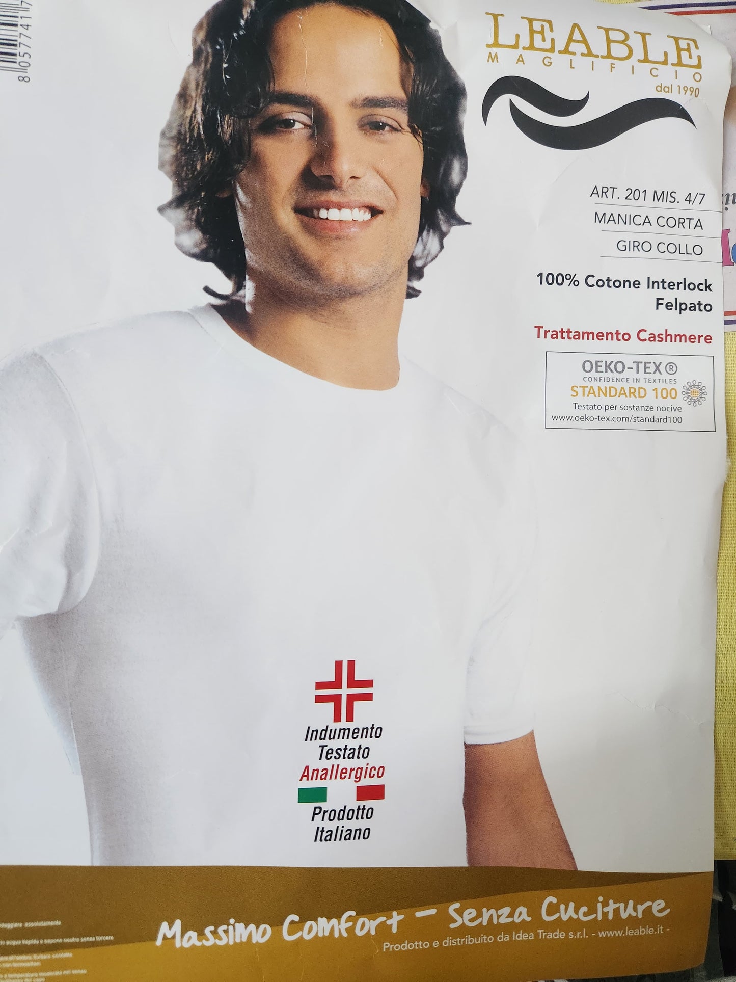 Maglia intima Leable uomo manica corta girocollo caldo cotone