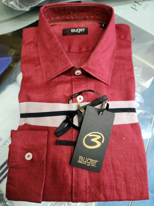 Camicia uomo Buger manica lunga Puro lino collo classico