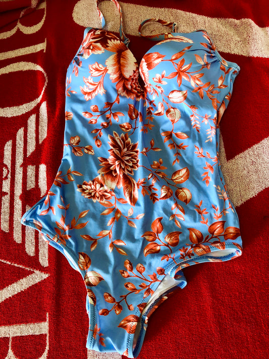 Costume Imec donna intero azzurro a fiori