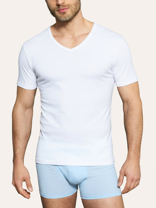 Maglia intima uomo Ragno U799A8 termo cotone manica corta a V