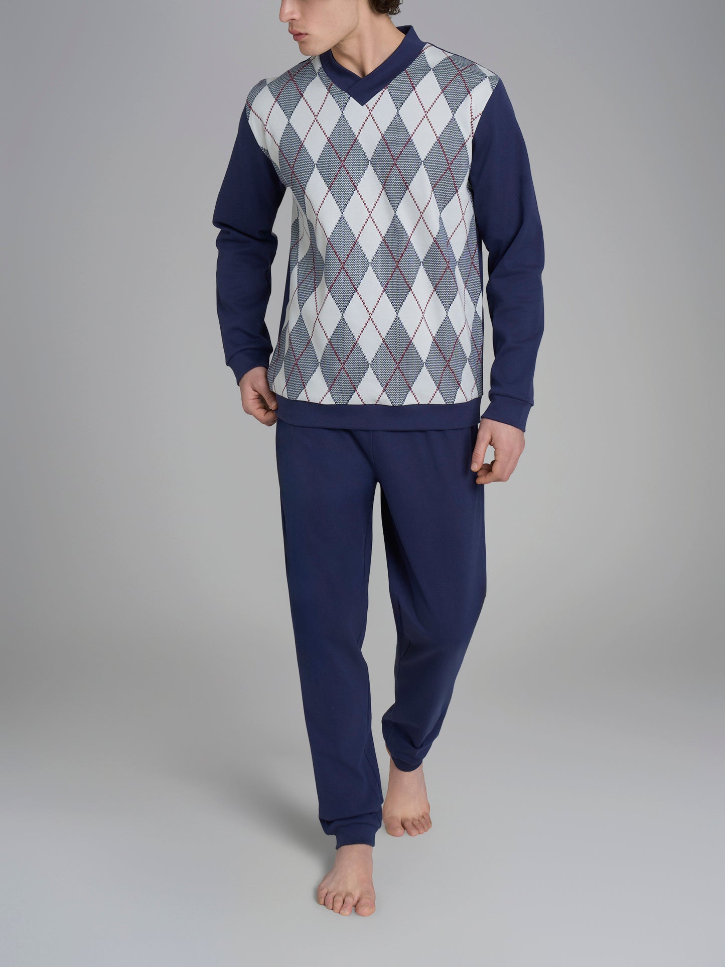 Pigiama uomo ragno caldo cotone scollo a V U962N2