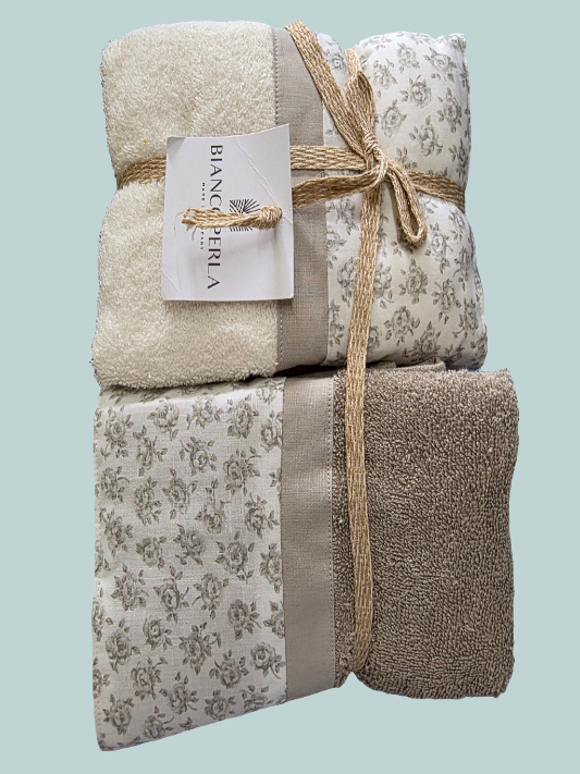 Asciugamani Biancoperla 4pz (2+2) mod. Primula