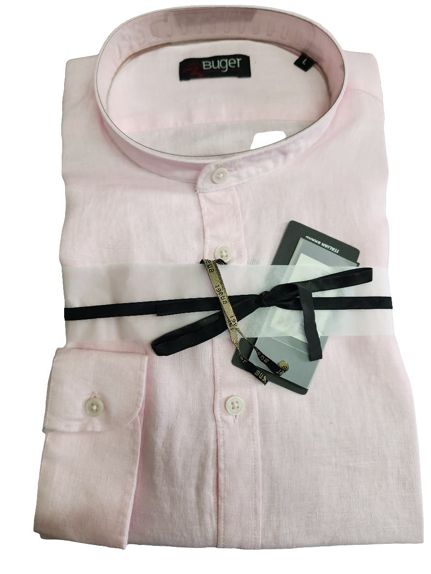 Camicia uomo Buger manica lunga Puro lino collo coreano