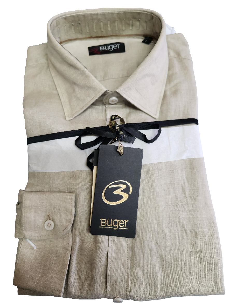 Camicia uomo Buger manica lunga Puro lino collo classico