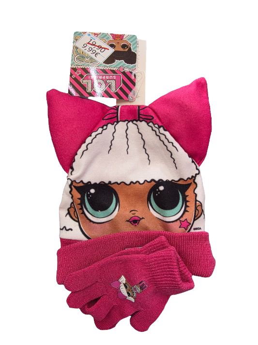 Cappello più guanti completo bimba LOL Fiocco