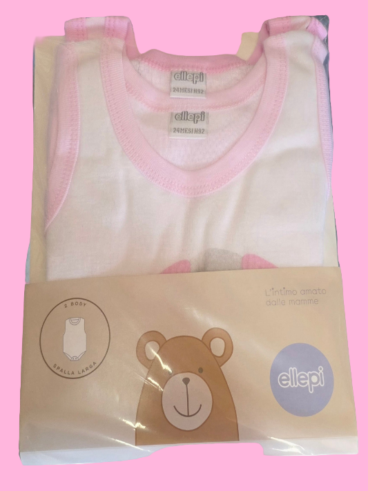 Body neonato Ellepi cotone spalla larga conf. 2PZ