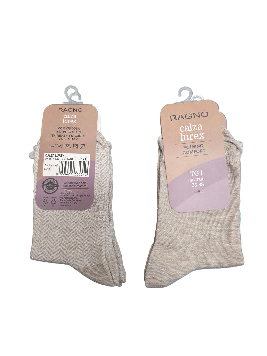 Calzini donna Ragno polsino confort mod. Lurex spiga conf. 2 pz