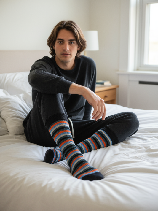 Calzino uomo Coveri lungo caldo cotone fantasia righe