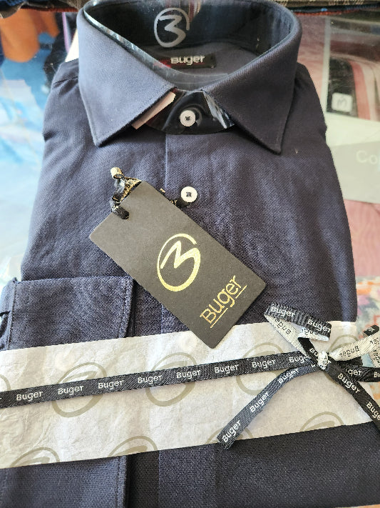 Camicia Buger uomo manica lunga bianca o blu navy (art. PE24)