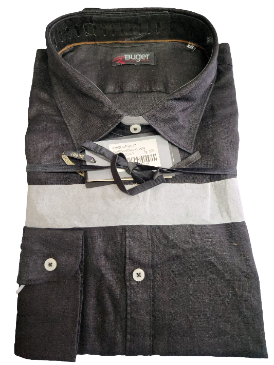 Camicia uomo Buger manica lunga Puro lino collo classico