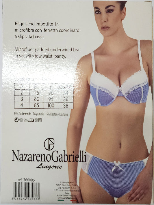 Coordinato intimo donna NG reggiseno imbottito con ferretto e slip