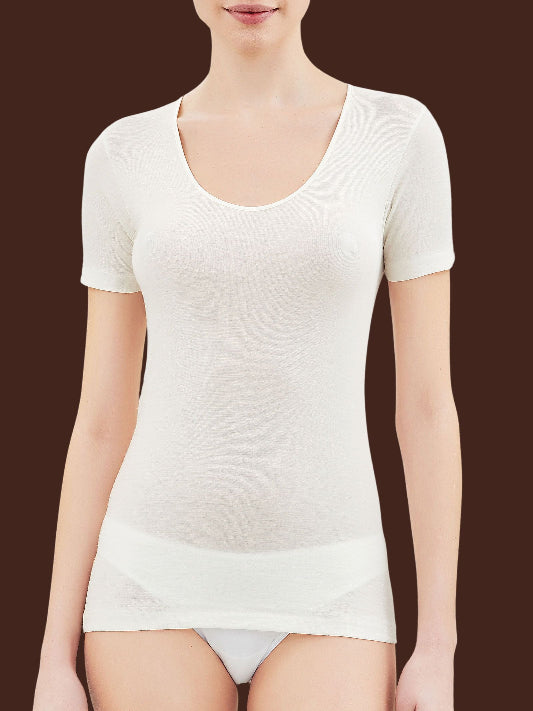 Maglia intima donna Ragno  lana seta 074027 manica corta