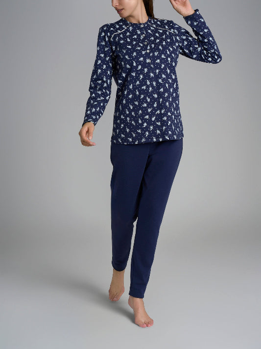 Pigiama donna Ragno caldo cotone DR63N1 serafino fiori
