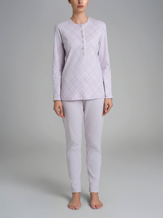 Pigiama donna Ragno caldo cotone DR67N1 serafino lilla