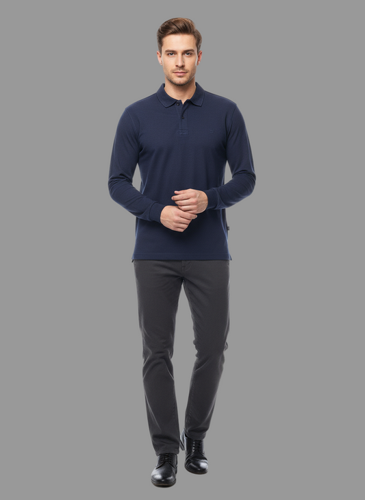 Polo uomo Buger manica lunga in caldo cotone con taschino