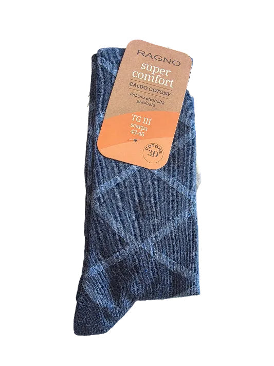Calzini uomo Ragno caldo cotone lunghi con polsino 3D ad elasticità graduata super confort U932CS K21 scozzese