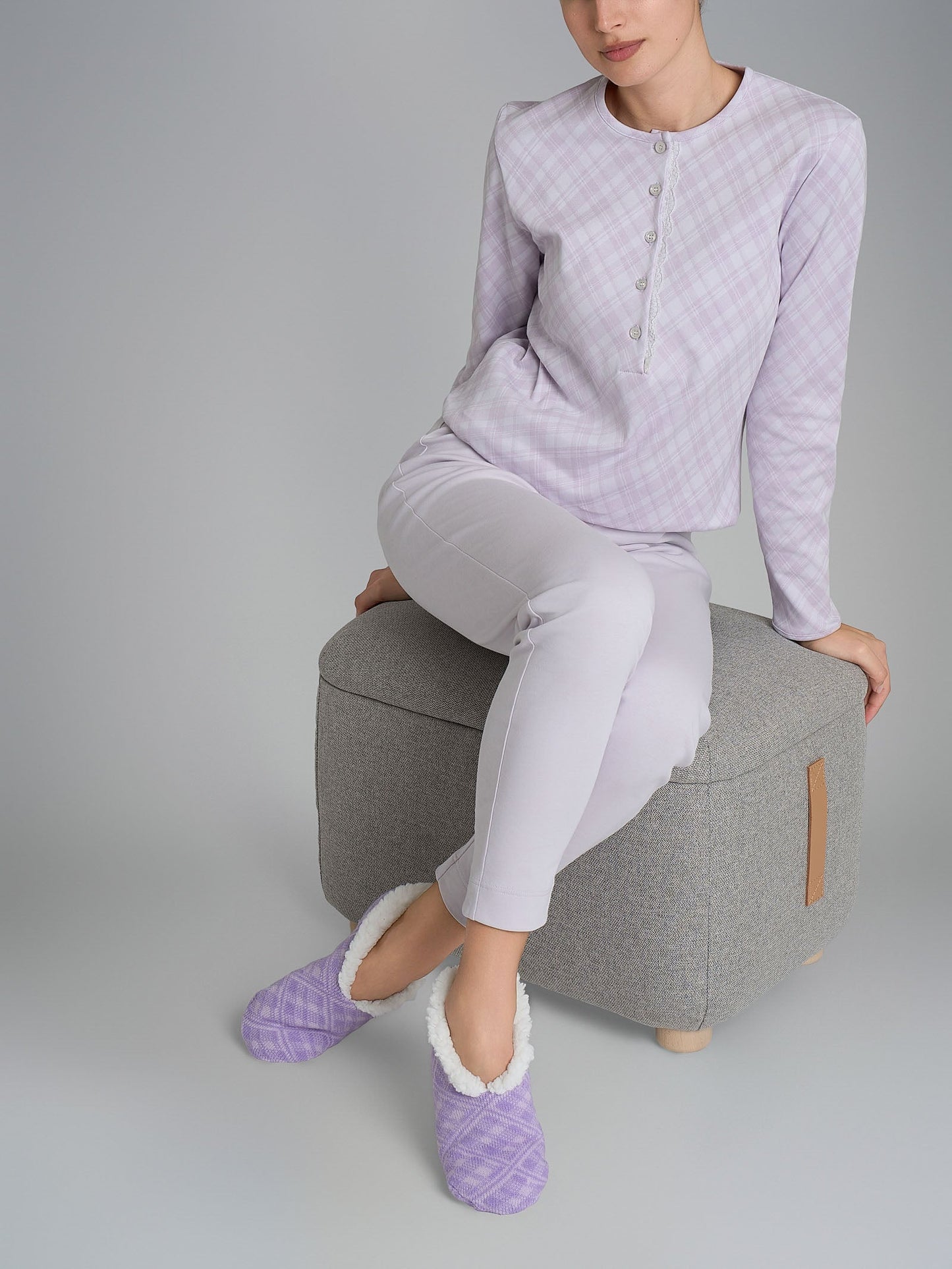 Pigiama donna Ragno caldo cotone DR67N1 serafino lilla