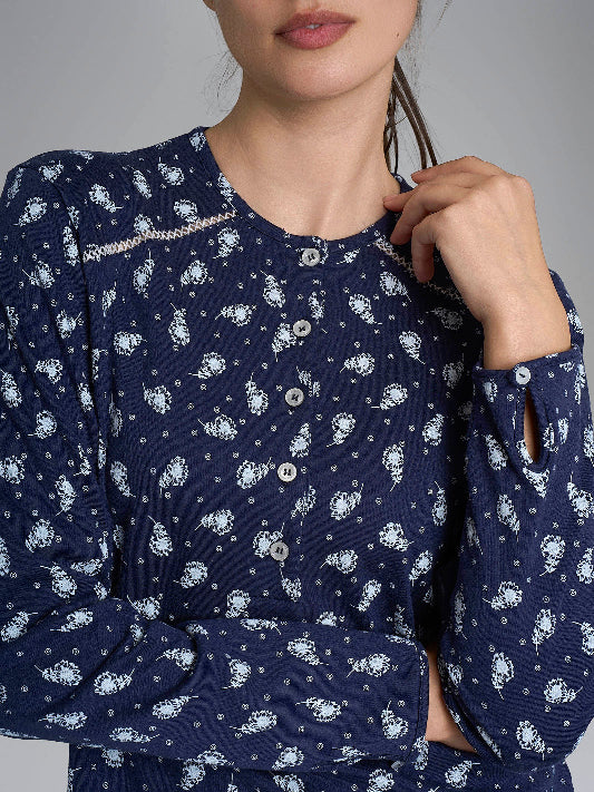 Pigiama donna Ragno caldo cotone DR63N1 serafino fiori