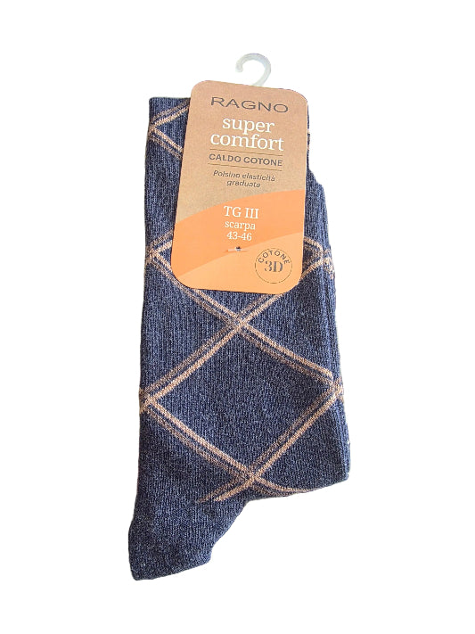 Calzini uomo Ragno caldo cotone lunghi polsino 3D elasticità graduata K23 rombi