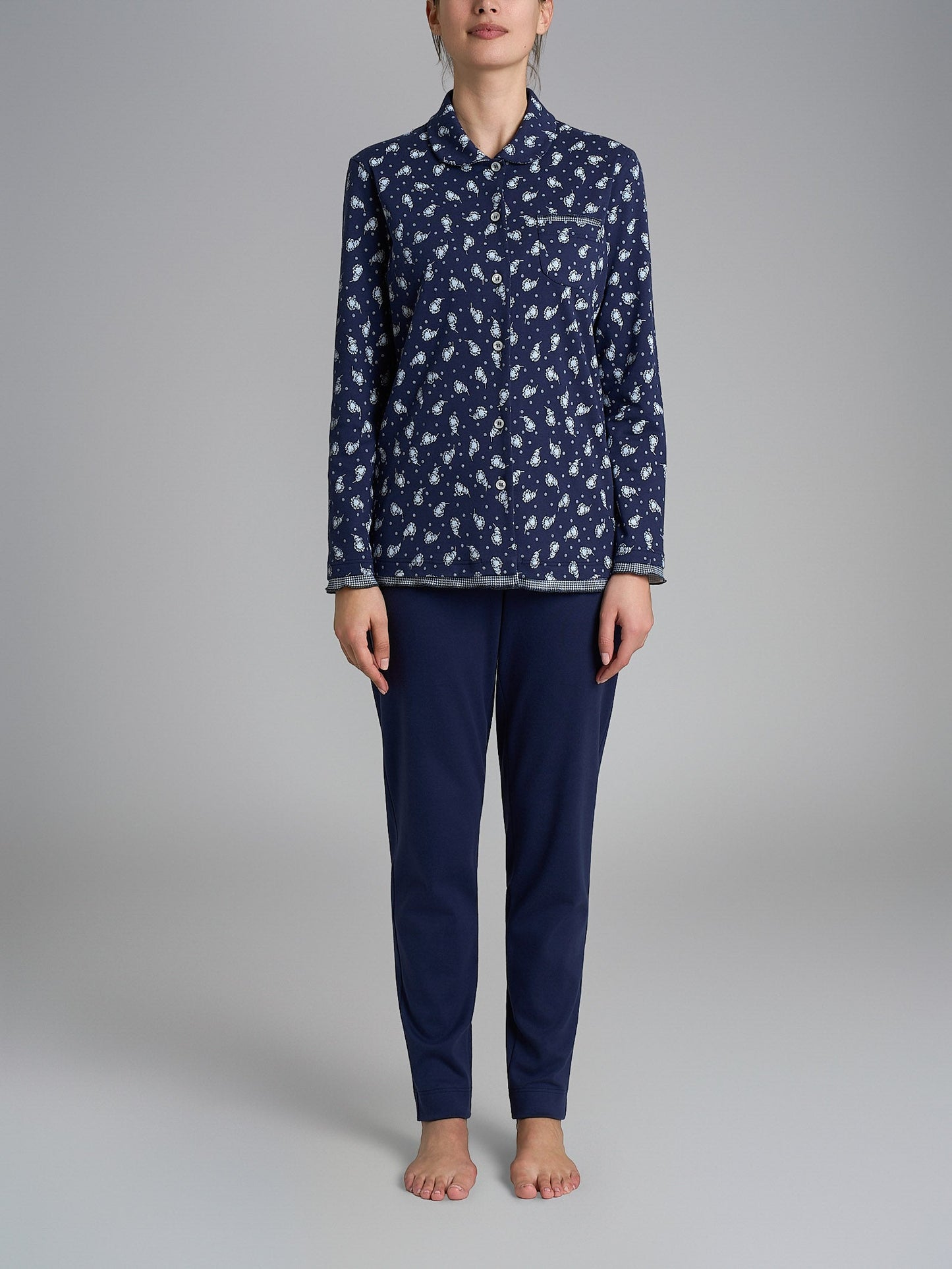 Pigiama donna caldo cotone Ragno aperto DR57N7 fiori