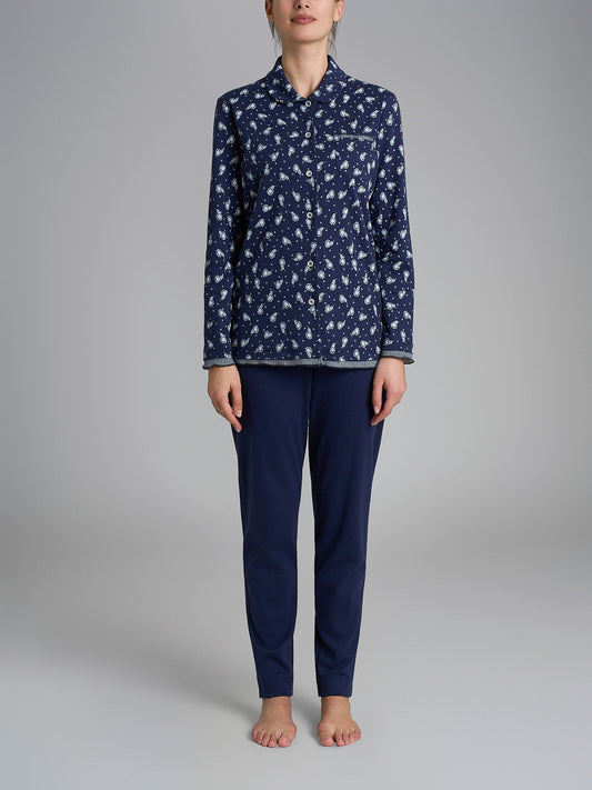 Pigiama donna caldo cotone Ragno aperto DR57N7 fiori