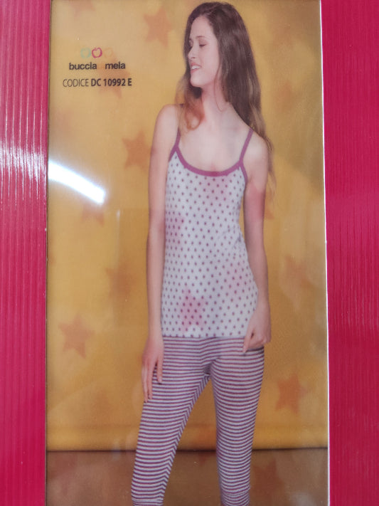Pigiama donna Buccia di mela pinocchietto spalla stretta