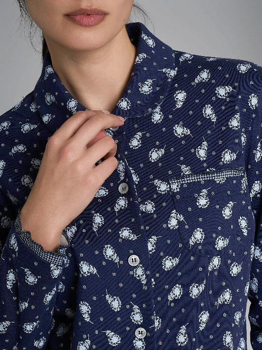 Pigiama donna caldo cotone Ragno aperto DR57N7 fiori