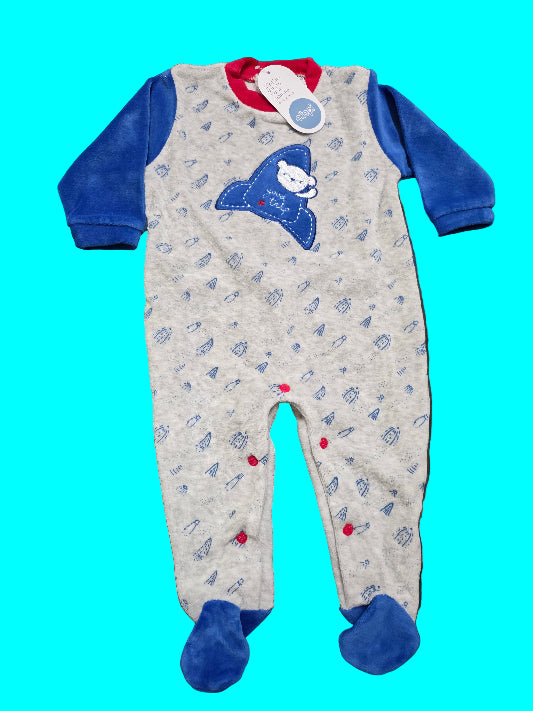 Tutina neonato Ellepi ciniglia dis. astronave